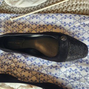 Sarah Flint Sacchetto Black Velvet and Crystal Ballet Flat